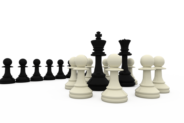 Transparent Chess King and Queen Surrounded by Opposing Pawns - Download Free Stock Videos Pikwizard.com