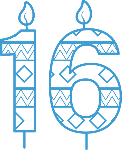 blue patterned birthday candle number 16 on transparent background - Download Free Stock Videos Pikwizard.com