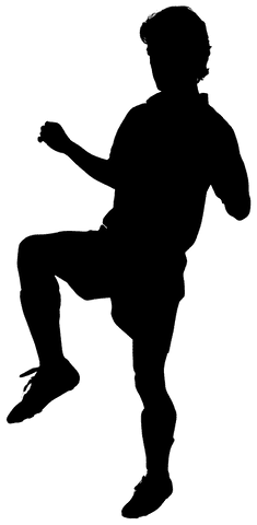 Transparent silhouette of male football player action pose