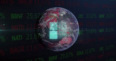 Digital Network and Financial Data with Globe Background - Download Free Stock Images Pikwizard.com