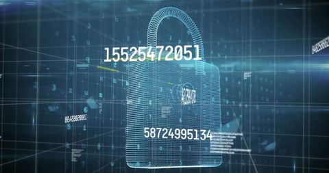 digital security data matrix with changing numbers and padlock icon - Download Free Stock Images Pikwizard.com
