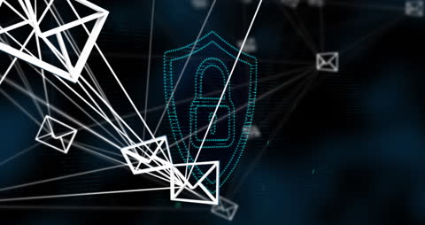 Digital Security Concept with Emails and Padlock Icon