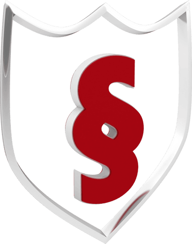 Transparent shield with section symbol icon for legal protection