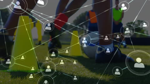 Diverse Soccer Players Connected Through Technology Animation