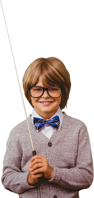 Smiling Schoolboy Holding Pointer Transparent Background - Download Free Stock Videos Pikwizard.com