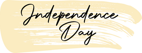 Independence day script over yellow brush stroke transparent design