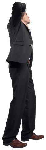 Transparent Stressed Businessman in Suit with Hands on Head
