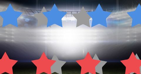 Colorful Stars Over Stadium for Sports Celebration Concept