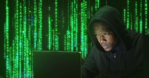 Cybersecurity Concept: Hacker in Digital Matrix Environment - Download Free Stock Images Pikwizard.com