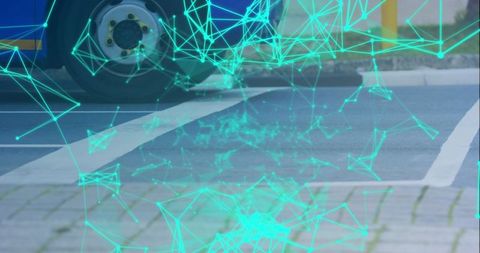 Urban Intersection with Digital Network Overlay