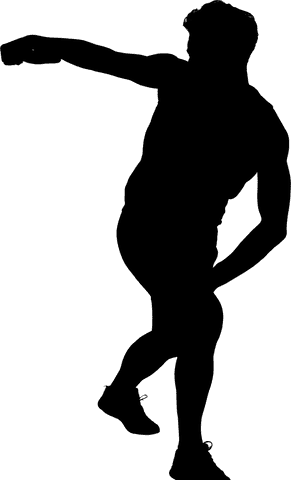 Transparent silhouette of discus thrower in motion