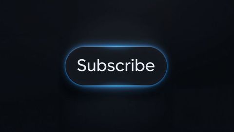 Neon blue subscribe button on dark gradient ui - glowing minimal cta for websites & apps