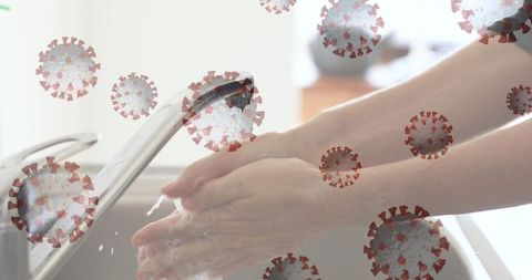 Washing hands thoroughly highlighting hygiene and virus prevention