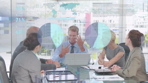 Global Business Team Analyzing Data With High-Tech Visuals