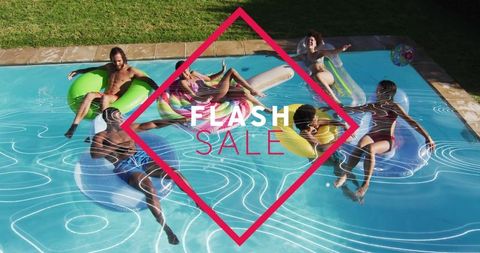 Joyful Summer Fun by Pool with Friends and FLASH SALE Graphic