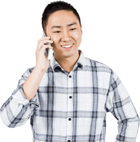asian male talking on phone with transparent background - Download Free Stock Videos Pikwizard.com