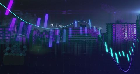 Financial Data Overlay on Cityscape Conceptual Image - Download Free Stock Images Pikwizard.com
