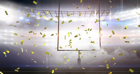 Gold Confetti Celebrates Victory on American Football Field