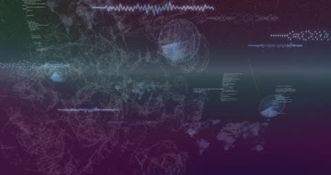 Digital Data Streaming Over Rotating Globe Animation