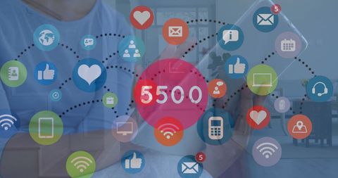 Digital Connectivity and Communication Network Icons - Download Free Stock Images Pikwizard.com