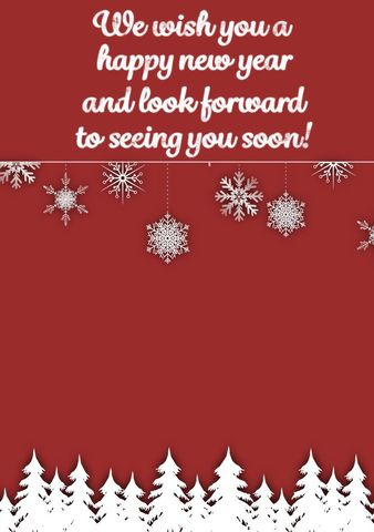 Happy New Year Greeting with Snowflakes and Pine Trees - Download Free Stock Templates Pikwizard.com