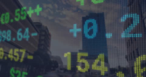 Digital Financial Data Overlaying Urban Background