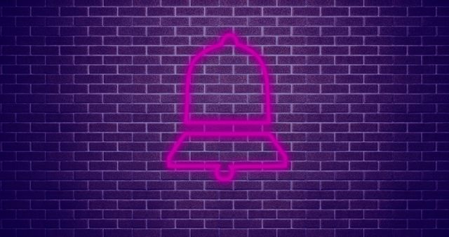 Pink Neon Bell Icon on Purple Brick Wall - Download Free Stock Images Pikwizard.com