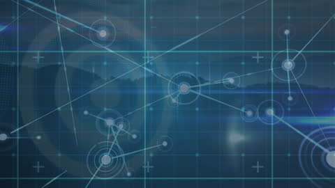 Digital Network Connections Overlay on Landscape
