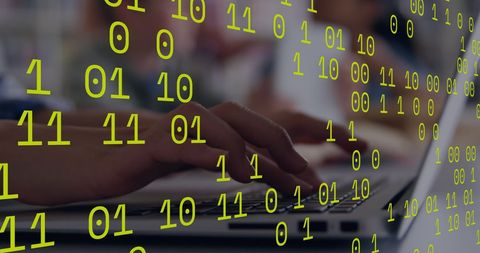 Hands Typing with Binary Code Overlay on Laptop - Download Free Stock Images Pikwizard.com