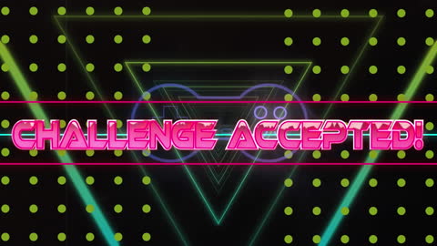 Retro Neon Video Game Challenge Accepted Banner Design
