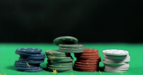 Colorful Casino Chips with Digital Stars on Green Table - Download Free Stock Images Pikwizard.com