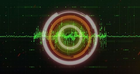 Neon circular scanner with digital data wave