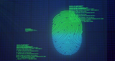 Digital Fingerprint with Data Streams on Blue Background - Download Free Stock Images Pikwizard.com