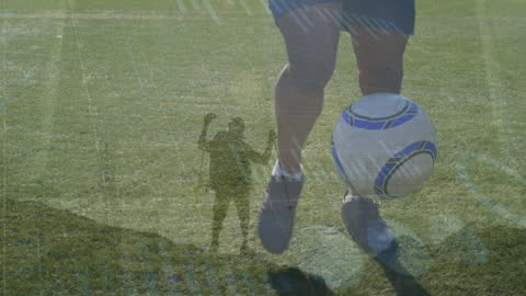 Football Players Merging with Digital Data Concepts