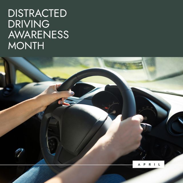 Distracted Driving Awareness Month - Encouraging Safe Driving Practices - Download Free Stock Templates Pikwizard.com