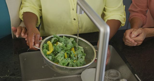 Hands Washing Fresh Vegetables Under Kitchen Faucet - Download Free Stock Images Pikwizard.com