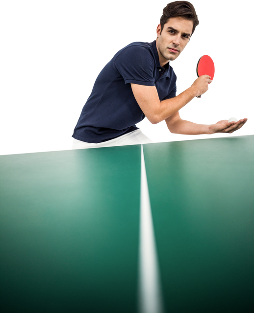 Confident Male Athlete Playing Table Tennis With Intensity in Hand Gesture Transparent - Download Free Stock Videos Pikwizard.com