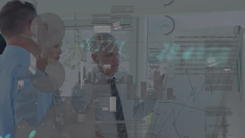 Diverse Business Team Analyzing Data with Augmented Reality