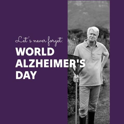 world alzheimer's day tribute with senior man in garden - Download Free Stock Templates Pikwizard.com