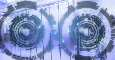 Futuristic Data Center with Double Exposure Tech Circles - Download Free Stock Images Pikwizard.com