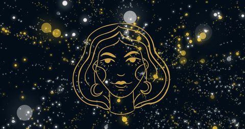 Virgo zodiac illustration with starry glowing background