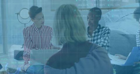 Collaborative Team Analyzing Data with Transparent Overlay