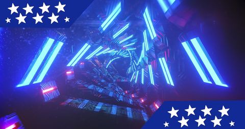 Futuristic Neon Lights with Space Motion and Stars