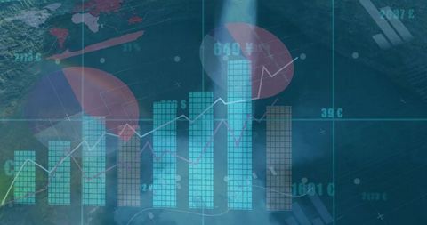 Digital Financial Chart with Graphs and Data Visualization