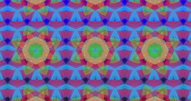 Hypnotic Multicolored Kaleidoscope Geometric Shapes with Gradient Blue Background - Download Free Stock Images Pikwizard.com