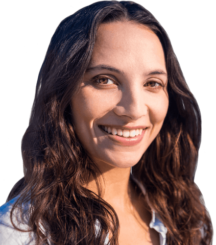 Smiling young woman on transparent background