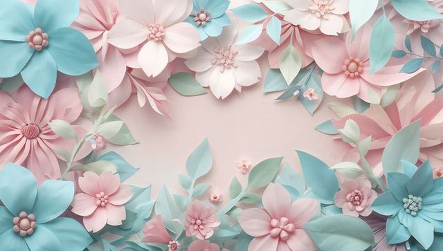 Pastel paper flower wreath showcasing layered cutouts and soft blossoms for spring design