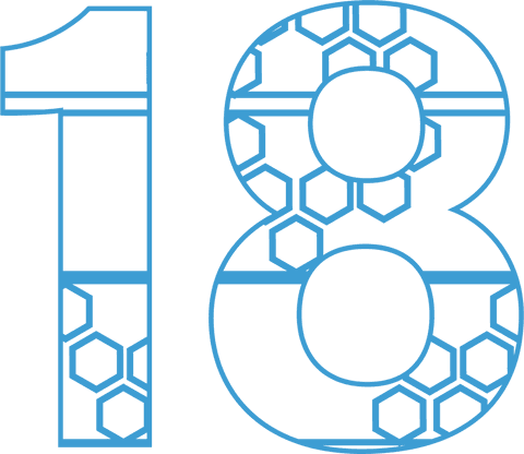 Blue Geometric 18 Number with Transparent Hexagonal Pattern - Download Free Stock Videos Pikwizard.com