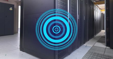 Futuristic Scanner Overlay in Data Server Room - Download Free Stock Images Pikwizard.com