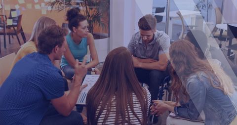 Dynamic Team Collaboration on Business Strategy in Modern Office